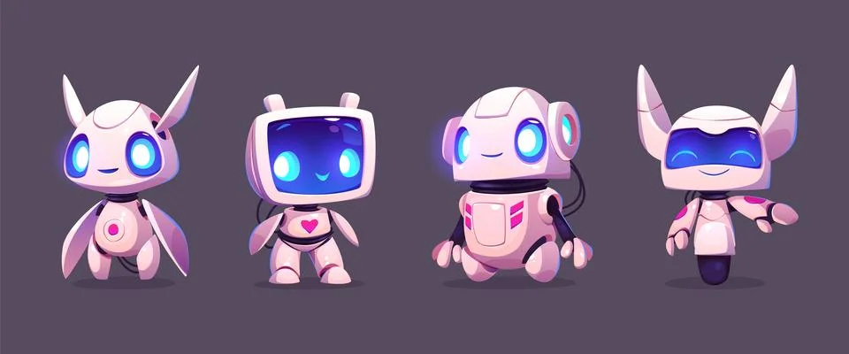 Cute ai robot evolution mascot cartoon vector set Illustrazione stock