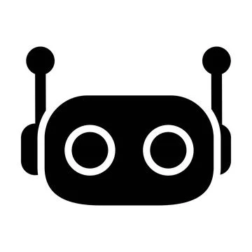 Cute ai robot head vector illustration minimal flat solid black bot face ma.. 스톡 일러스트