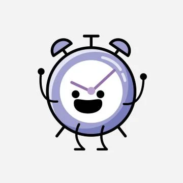 Cute Alarm Clock Mascot Vector Character in Flat Design Style Stockillustratie