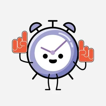 Cute Alarm Clock Mascot Vector Character in Flat Design Style Illustrazione stock