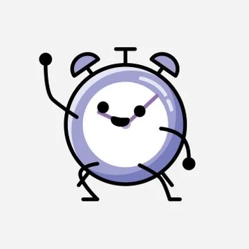 Cute Alarm Clock Mascot Vector Character in Flat Design Style Illustrazione stock