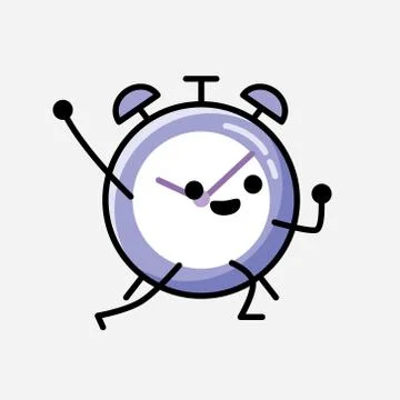 Cute Alarm Clock Mascot Vector Character in Flat Design Style イラスト素材