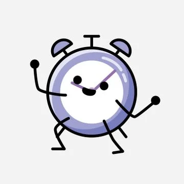 Cute Alarm Clock Mascot Vector Character in Flat Design Style Illustrazione stock