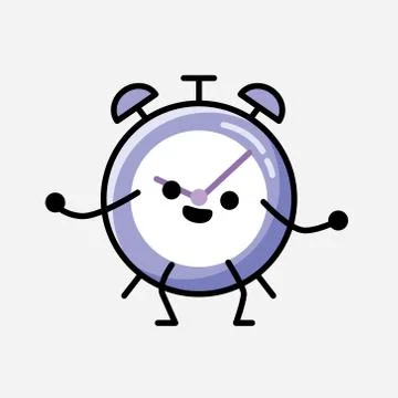 Cute Alarm Clock Mascot Vector Character in Flat Design Style Stockillustratie