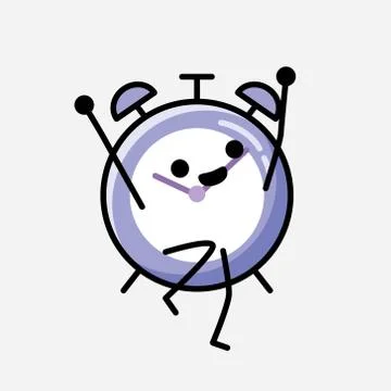 Cute Alarm Clock Mascot Vector Character in Flat Design Style Stockillustratie