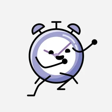 Cute Alarm Clock Mascot Vector Character in Flat Design Style Illustrazione stock