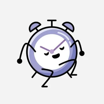 Cute Alarm Clock Mascot Vector Character in Flat Design Style Stockillustratie