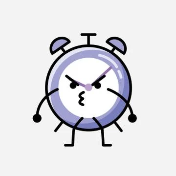 Cute Alarm Clock Mascot Vector Character in Flat Design Style Illustrazione stock