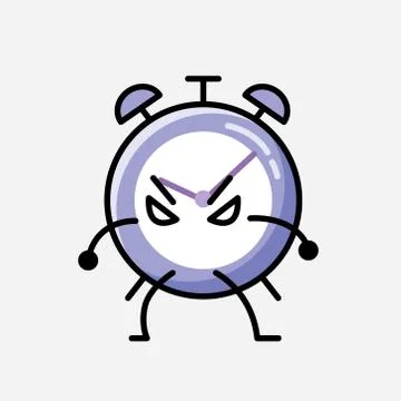 Cute Alarm Clock Mascot Vector Character in Flat Design Style イラスト素材