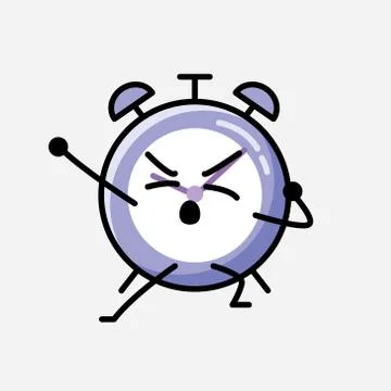 Cute Alarm Clock Mascot Vector Character in Flat Design Style Stockillustratie