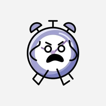 Cute Alarm Clock Mascot Vector Character in Flat Design Style 스톡 일러스트
