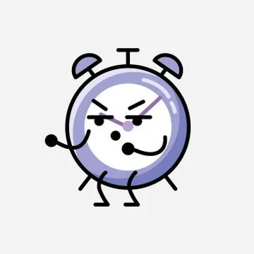Cute Alarm Clock Mascot Vector Character in Flat Design Style Stockillustratie