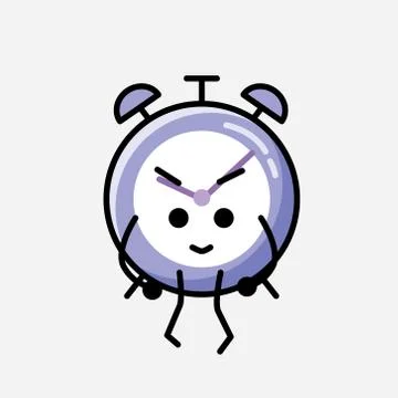 Cute Alarm Clock Mascot Vector Character in Flat Design Style Stockillustratie