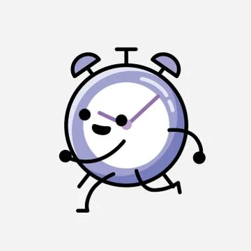 Cute Alarm Clock Mascot Vector Character in Flat Design Style Illustrazione stock