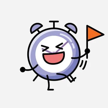 Cute Alarm Clock Mascot Vector Character in Flat Design Style Stockillustratie