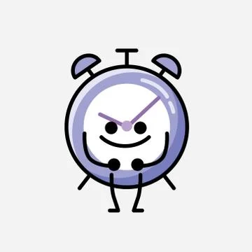 Cute Alarm Clock Mascot Vector Character in Flat Design Style Stockillustratie