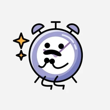 Cute Alarm Clock Mascot Vector Character in Flat Design Style 스톡 일러스트