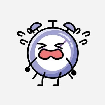 Cute Alarm Clock Mascot Vector Character in Flat Design Style Illustrazione stock