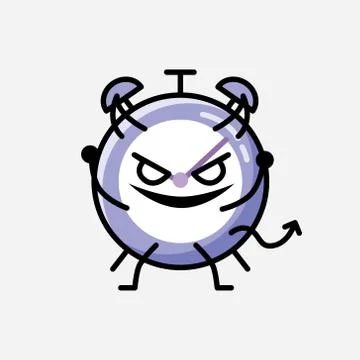 Cute Alarm Clock Mascot Vector Character in Flat Design Style イラスト素材