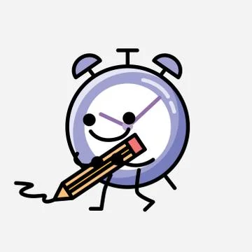 Cute Alarm Clock Mascot Vector Character in Flat Design Style Illustrazione stock
