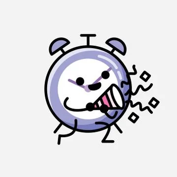 Cute Alarm Clock Mascot Vector Character in Flat Design Style Stockillustratie