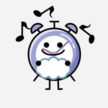 Cute Alarm Clock Mascot Vector Character in Flat Design Style 스톡 일러스트