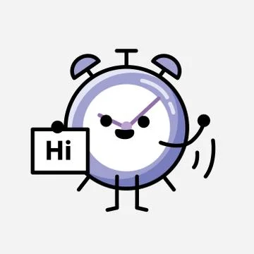 Cute Alarm Clock Mascot Vector Character in Flat Design Style Stockillustratie
