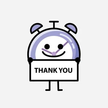 Cute Alarm Clock Mascot Vector Character in Flat Design Style 스톡 일러스트