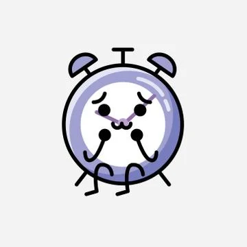 Cute Alarm Clock Mascot Vector Character in Flat Design Style イラスト素材