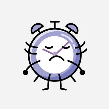 Cute Alarm Clock Mascot Vector Character in Flat Design Style 스톡 일러스트