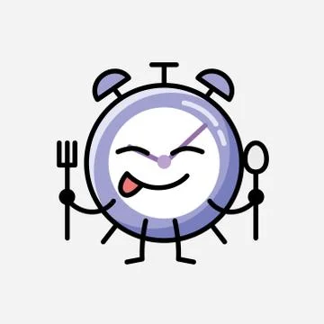 Cute Alarm Clock Mascot Vector Character in Flat Design Style Illustrazione stock