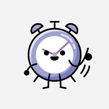 Cute Alarm Clock Mascot Vector Character in Flat Design Style Stock Illustration