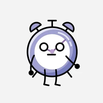 Cute Alarm Clock Mascot Vector Character in Flat Design Style Stockillustratie