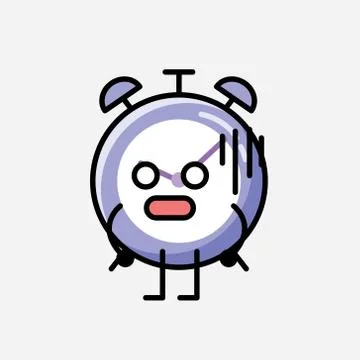 Cute Alarm Clock Mascot Vector Character in Flat Design Style Illustrazione stock