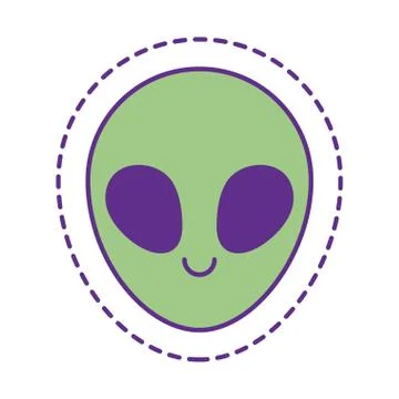 Cute alien cartoon patch line and fill style icon vector design Illustrazione stock