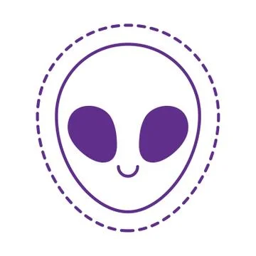 Cute alien cartoon patch line style icon vector design 스톡 일러스트