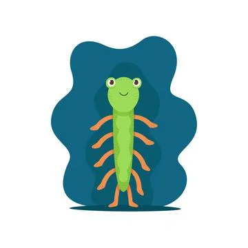 Cute alien character with many paws vector illustration. Friendly green monst Stock Illustration