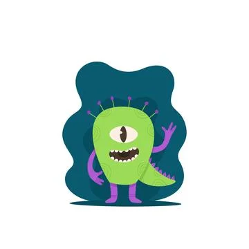 Cute alien character with one eye vector illustration. Friendly green monst.. Stock Illustration