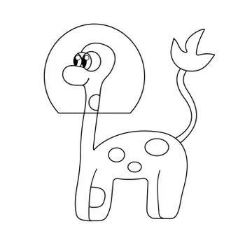 Cute alien dinosaur outline Stock Illustration