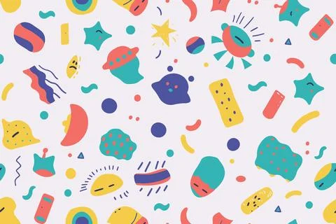 Cute alien kids textile pattern. Fabric design cosmos star little monsters for Stock Illustration