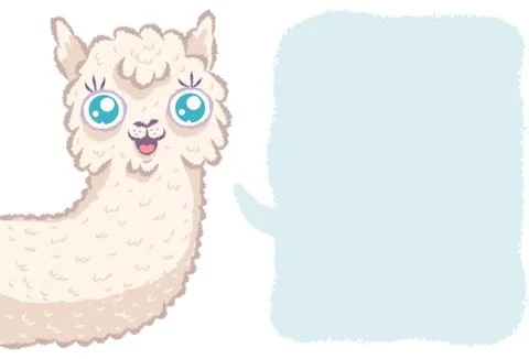 Cute alpaca with bubble. Иллюстрация