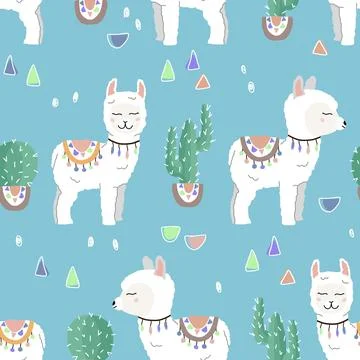 Cute alpaca seamless pattern Stock Illustration