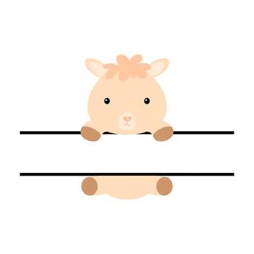 Cute alpaca split monogram. Funny cartoon character for shirt, scrapbooking,  Stock Illustration