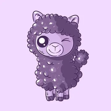 Cute alpaca is standing cartoon vector Stock Illustration