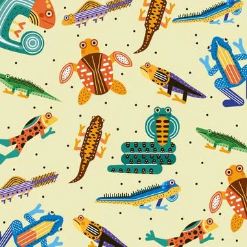 Cute amphibians pattern Illustrazione stock