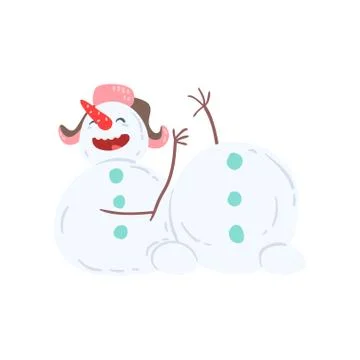 Cute amusing snowman character, Christmas and New Year holidays decoration Stock Illustration