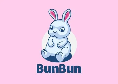 Cute and chubby rabbit sit on the ground with an innocent expression Stock-Illustration