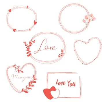 Cute and delicate frames of various shapes for design Illustrazione stock