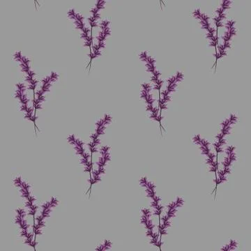 Cute and delicate seamless pattern with lavender Stock Illustration