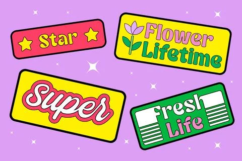 Cute and Diverse Label Design Stock Illustration